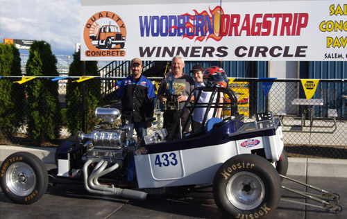 My little brother in the winner's circle - 2012 Oldies but Goodies Race